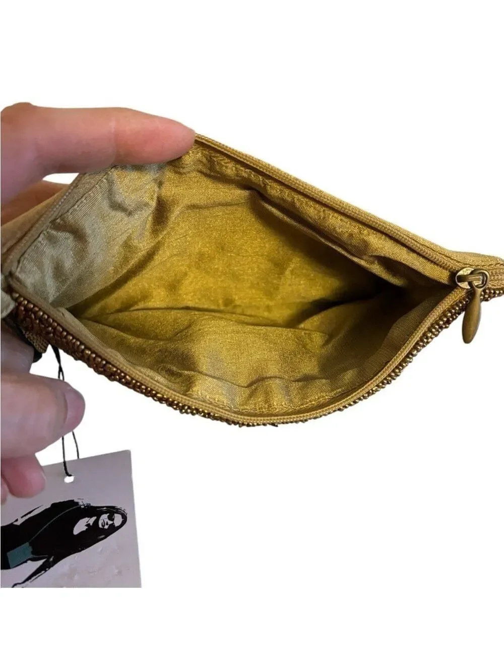 Bamboo Trading Company Music Club Bag Beaded Wristlet Crossbody Gold & Black New